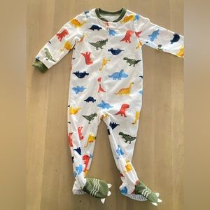 Carters Dino Fleece PJs with Dino Feet - Size 2T